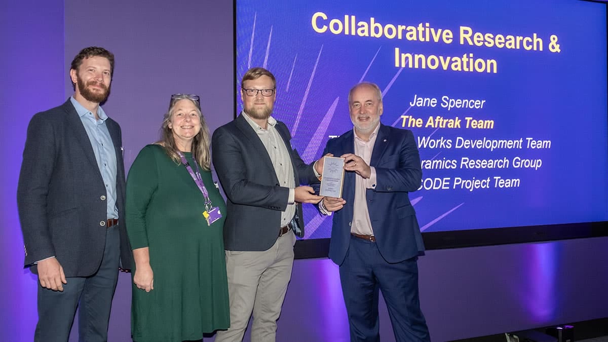 The Aftrak team receiving the Loughborough University Vice-Chancellor's Award, 2024