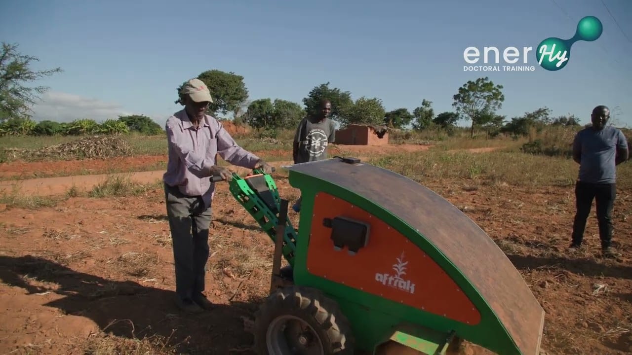 Still from the film about Rotimi's life cycle analysis of the Aftrak micro electric tractor